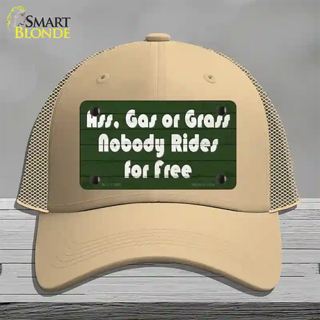 Ass Gas Or Grass Novelty License Plate Hat Tag Mesh / Khaki