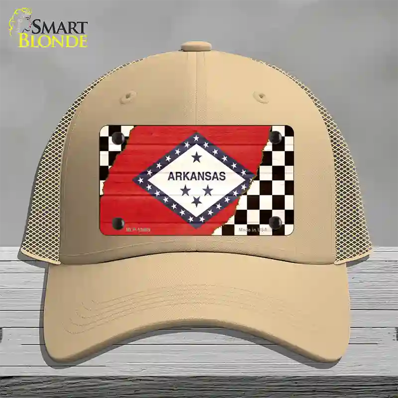 Arkansas Racing Flag Novelty License Plate Hat Tag Mesh / Khaki