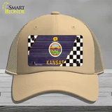 Kansas Racing Flag Novelty License Plate Hat Tag Mesh / Khaki