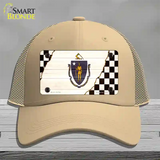 Massachusetts Racing Flag Novelty License Plate Hat Tag Mesh / Khaki