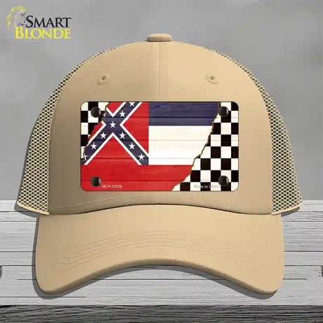 Mississippi Racing Flag Novelty License Plate Hat Tag Mesh / Khaki