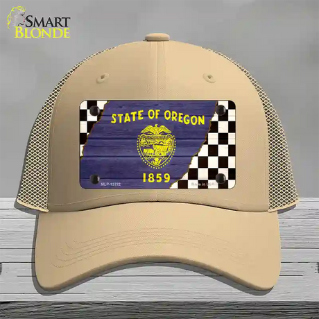 Oregon Racing Flag Novelty License Plate Hat Tag Mesh / Khaki