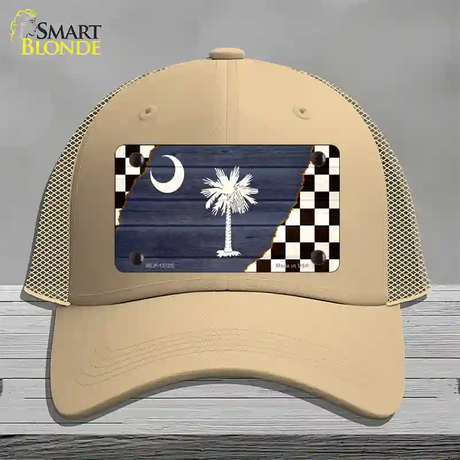 South Carolina Racing Flag Novelty License Plate Hat Tag Mesh / Khaki