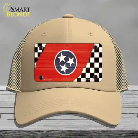 Tennessee Racing Flag Novelty License Plate Hat Tag Mesh / Khaki