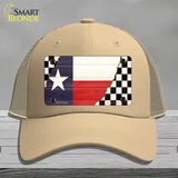 Texas Racing Flag Novelty License Plate Hat Tag Mesh / Khaki