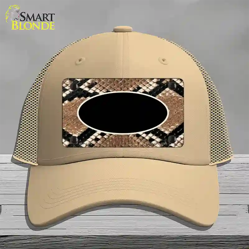 Snake With Black Center Oval Novelty License Plate Hat Mesh / Khaki