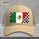 Mexico Racing Flag Novelty License Plate Hat Tag Mesh / Khaki