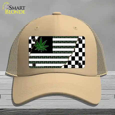 Weed American Racing Flag Novelty License Plate Hat Tag Mesh / Khaki