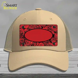 Red Roses With Red Center Oval Novelty License Plate Hat Mesh / Khaki