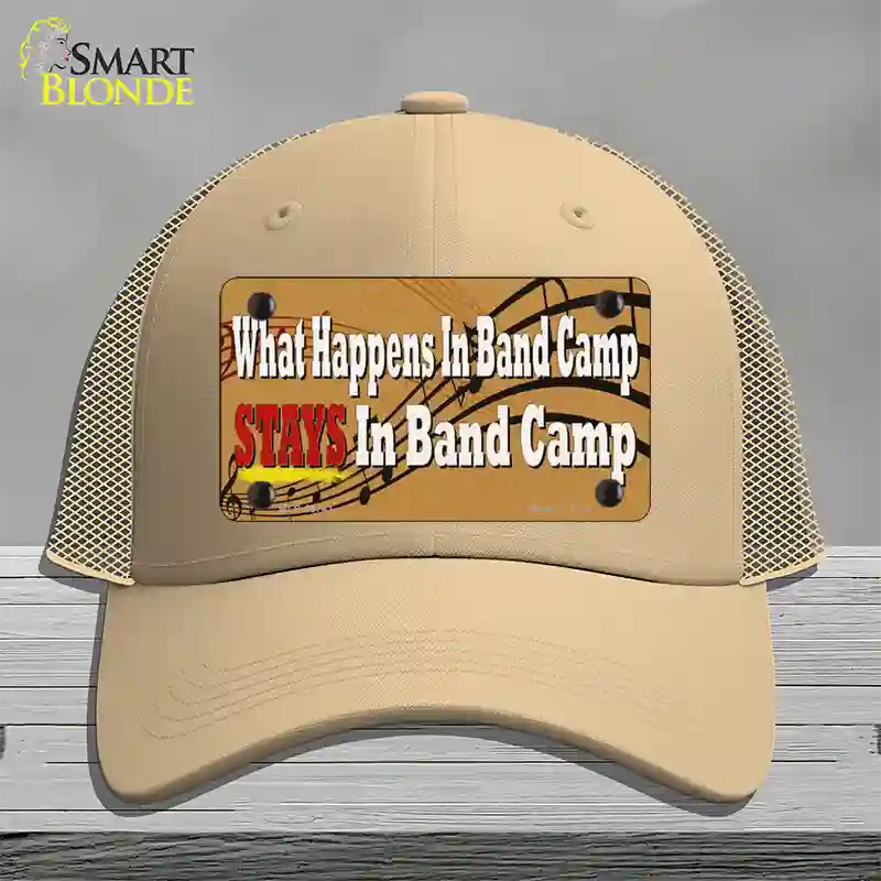 What Happens In Band Camp Novelty License Plate Hat Tag Mesh / Khaki