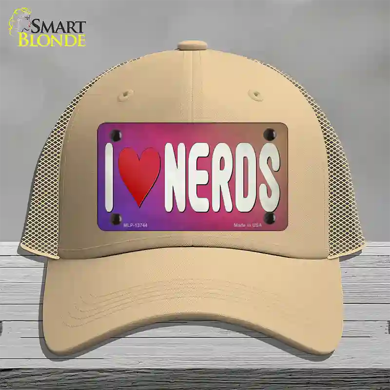 I Love Nerds Novelty License Plate Hat Tag Mesh / Khaki