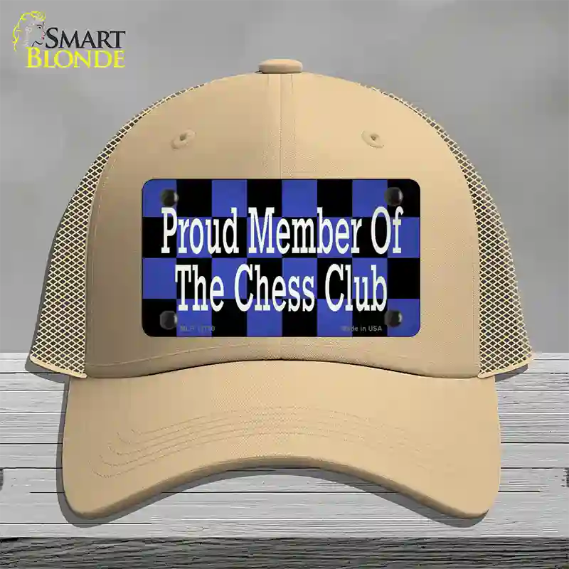 Chess Club Member Novelty License Plate Hat Tag Mesh / Khaki