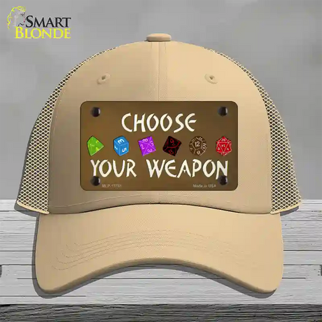 Choose Your Weapon Novelty License Plate Hat Tag Mesh / Khaki