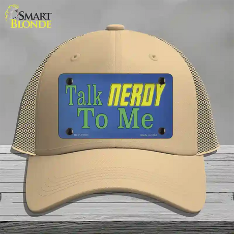 Talk Nerdy To Me Novelty License Plate Hat Tag Mesh / Khaki