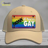 Honk If Youre Gay Novelty License Plate Hat Tag Mesh / Khaki