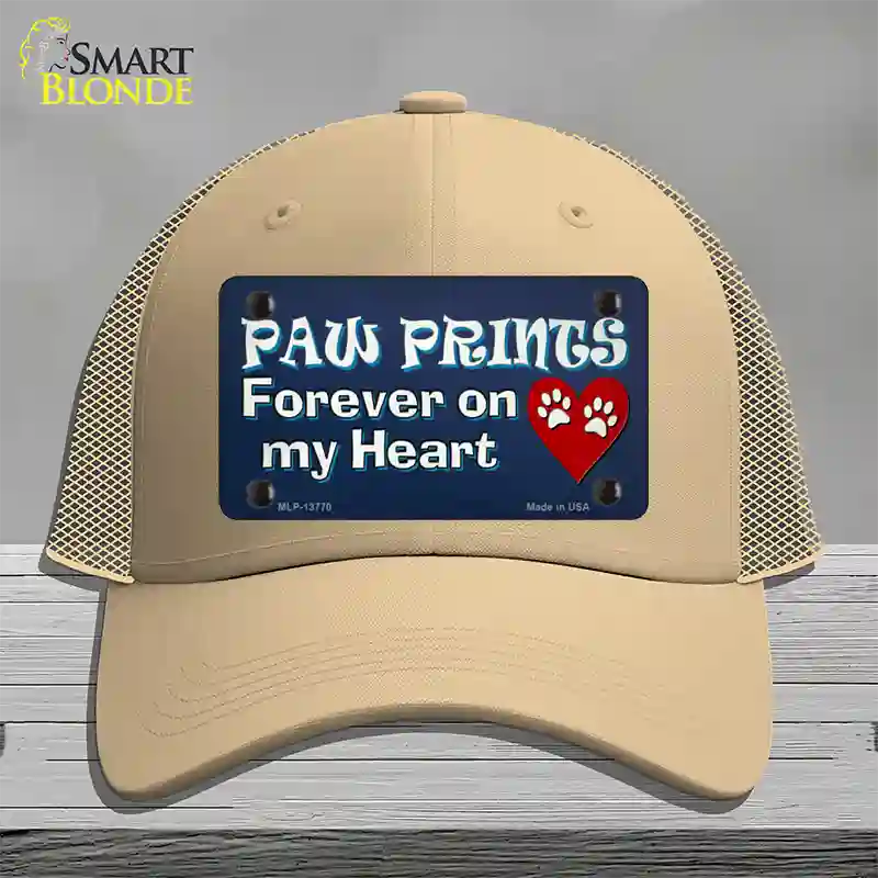 Paw Prints On My Heart Novelty License Plate Hat Tag Mesh / Khaki