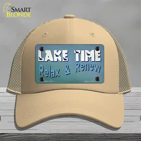 Lake Time Novelty License Plate Hat Tag Mesh / Khaki