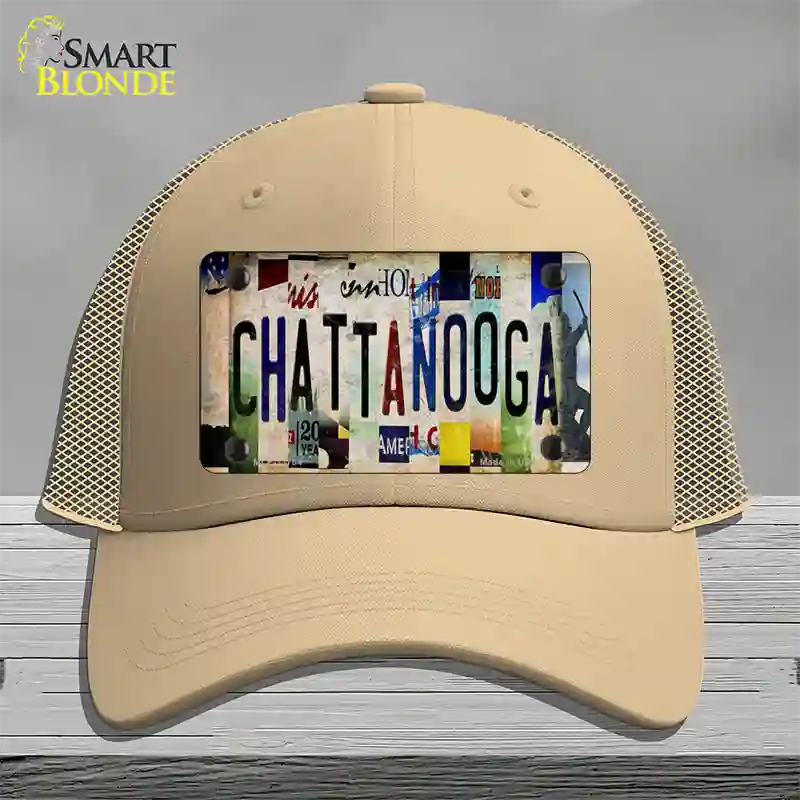 Chattanooga Strip Art Novelty License Plate Hat Tag Mesh / Khaki