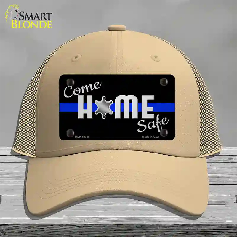 Come Home Safe Novelty License Plate Hat Tag Mesh / Khaki