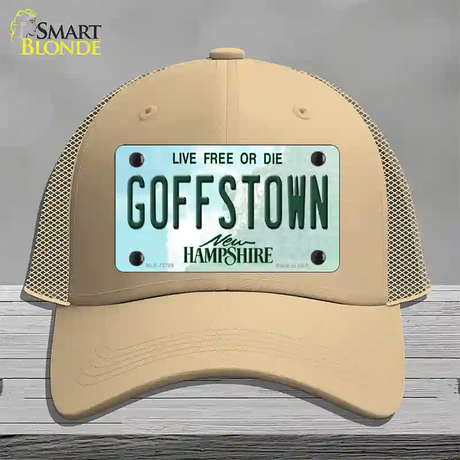 Goffstown New Hampshire Novelty License Plate Hat Tag Mesh / Khaki