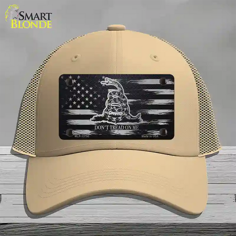 Dont Tread On Me Distressed Flag Novelty License Plate Hat Mesh / Khaki