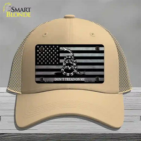 Dont Tread On Me American Flag Novelty License Plate Hat Mesh / Khaki