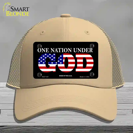 One Nation Under God Novelty License Plate Hat Mesh / Khaki