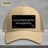 Phil 4 13 Bible Verse Novelty License Plate Hat Tag Mesh / Khaki