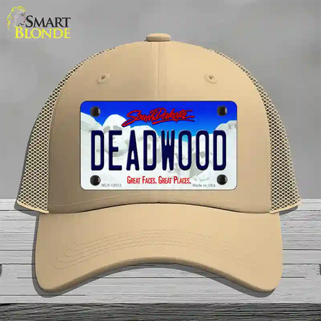 Deadwood South Dakota Novelty License Plate Hat Tag Mesh / Khaki