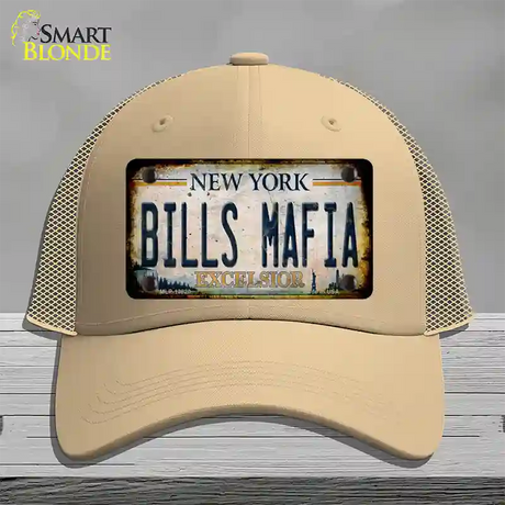 Bills Mafia New York Rusty Novelty License Plate Hat Tag Mesh / Khaki