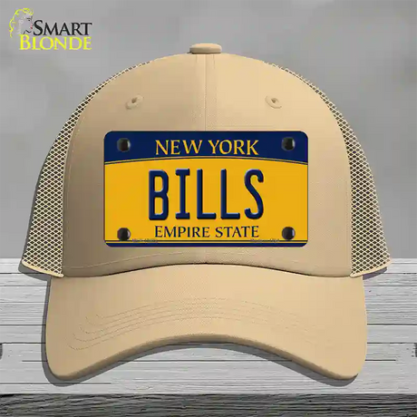 Bills New York Yellow Novelty License Plate Hat Tag Mesh / Khaki