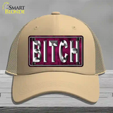 Bitch Pink Novelty License Plate Hat Tag Mesh / Khaki