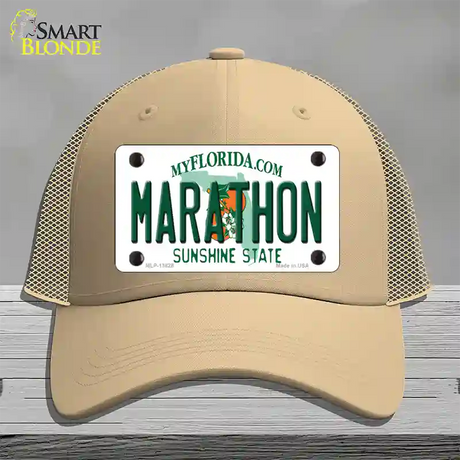 Marathon Florida Novelty License Plate Hat Tag Mesh / Khaki