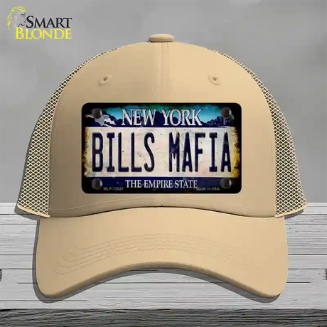 Bills Mafia Novelty License Plate Hat Tag Mesh / Khaki