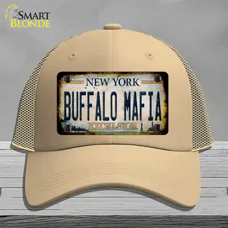 Buffalo Mafia Excelsior New York Rusty Novelty License Plate Hat Tag Mesh / Khaki