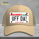 Uff Da Wisconsin Novelty License Plate Hat Tag Mesh / Khaki