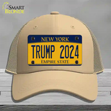 Trump 2024 New York Novelty License Plate Hat Mesh / Khaki