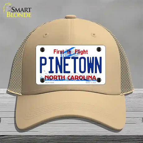 Pinetown North Carolina Novelty License Plate Hat Tag Mesh / Khaki