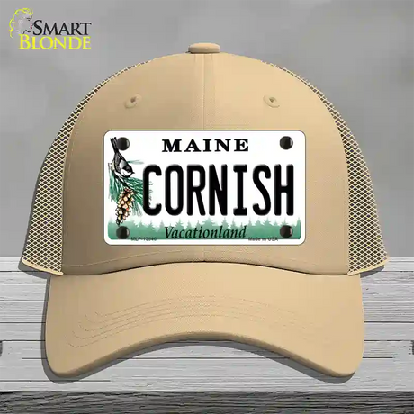 Cornish Maine Novelty License Plate Hat Tag Mesh / Khaki