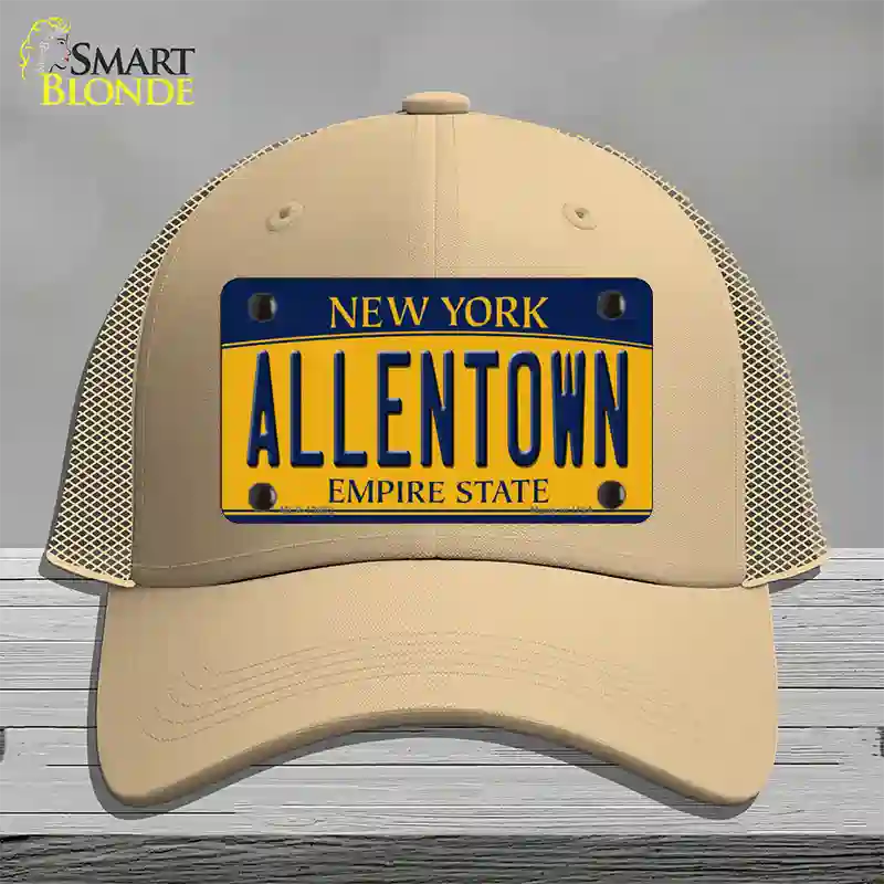 Allentown NY Yellow Novelty License Plate Hat Tag Mesh / Khaki