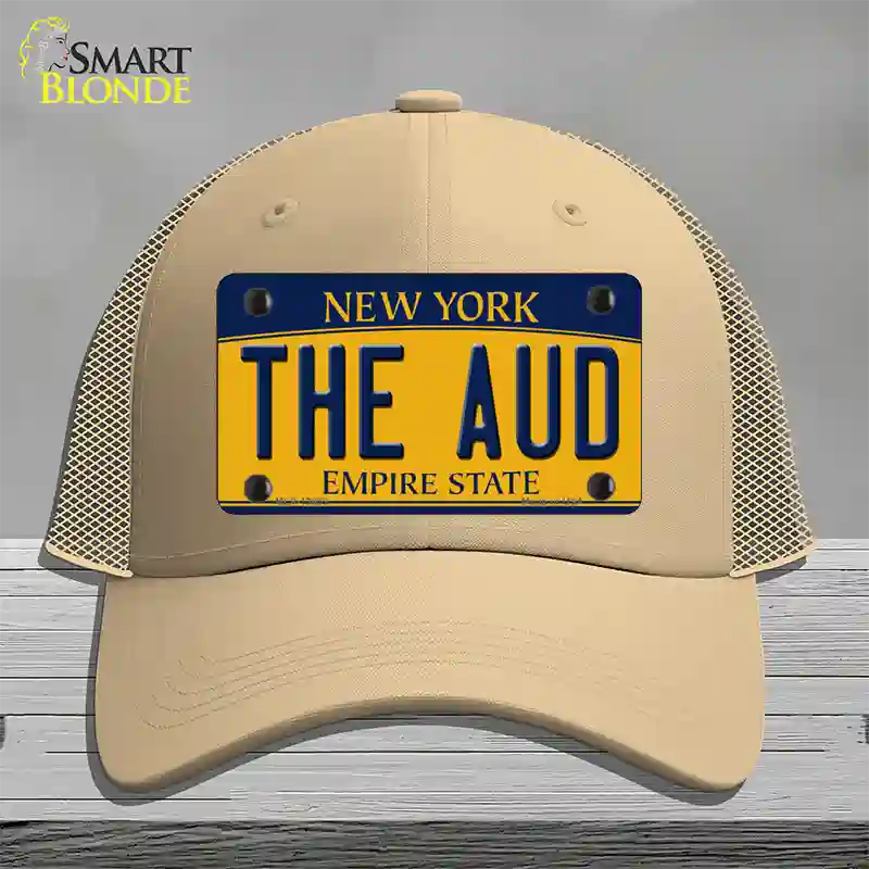 The Aud NY Yellow Novelty License Plate Hat Tag Mesh / Khaki