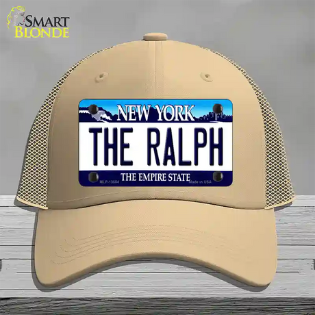 The Ralph NY Blue Novelty License Plate Hat Tag Mesh / Khaki