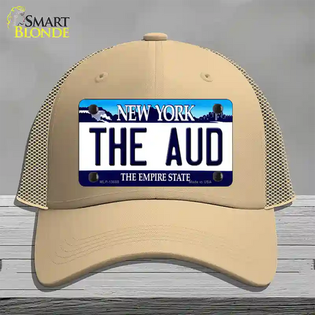 The Aud NY Blue Novelty License Plate Hat Tag Mesh / Khaki