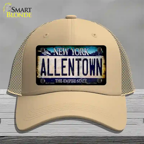 Allentown NY Blue Rusty Novelty License Plate Hat Tag Mesh / Khaki