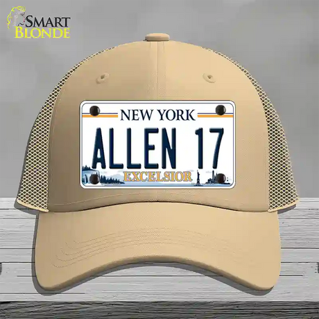 Allen 17 NY Excelsior Novelty License Plate Hat Tag Mesh / Khaki