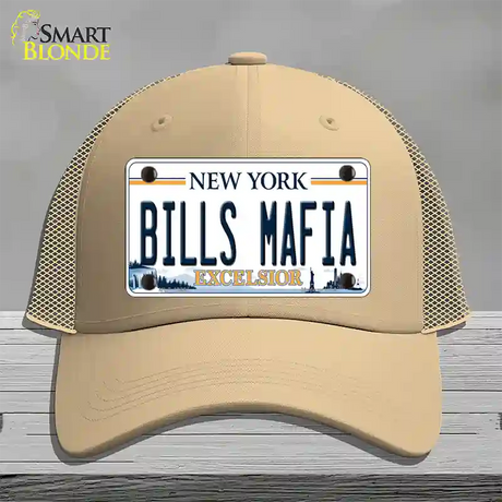 Bills Mafia NY Excelsior Novelty License Plate Hat Tag Mesh / Khaki