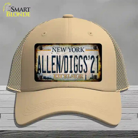 Allen Diggs 21 NY Excelsior Rusty Novelty License Plate Hat Tag Mesh / Khaki