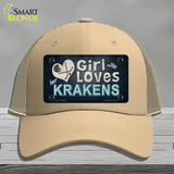 This Girl Loves Krakens Novelty License Plate Hat Tag Mesh / Khaki