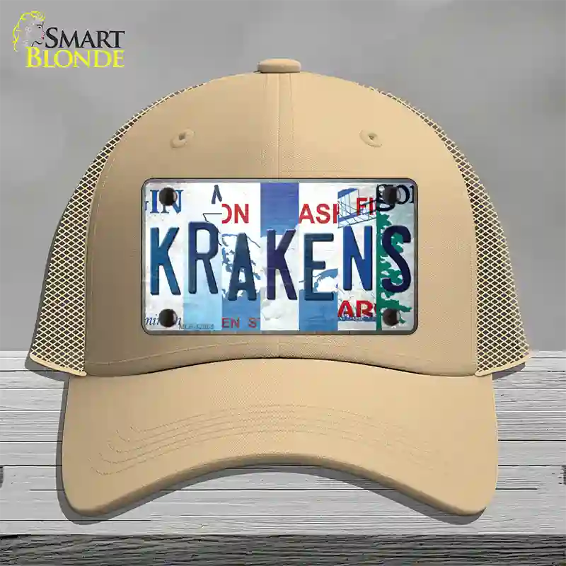 Krakens Strip Art Novelty License Plate Hat Tag Mesh / Khaki