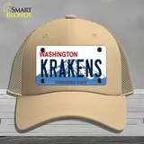 Krakens Washington Novelty License Plate Hat Tag Mesh / Khaki